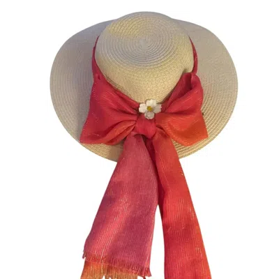 Sage & Clare Women's Wide Brim Sun Hat In Natural/pink In Multi