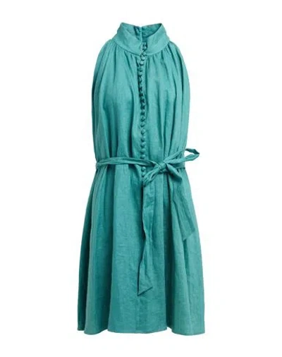 Sage And Ivy Woman Mini Dress Emerald Green Size 4 Linen