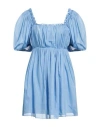 Sage And Ivy Woman Mini Dress Sky Blue Size 2 Cotton, Silk