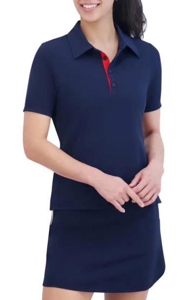 Sage Collective Birdie Pique Polo In Myth/ Flame