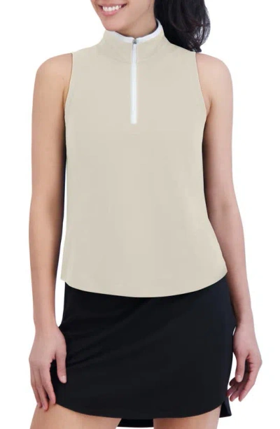 Sage Collective Sage Collective Essential Piqué Collared Sleeveless Top In Beige