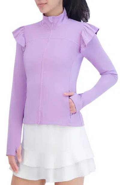 Sage Collective Sage Collective Flyer Ruffled Performance Zip Jacket In Lilac