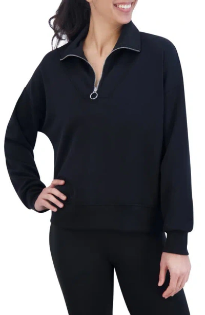 Sage Collective Scuba Half Zip Pullover Sweater In Black