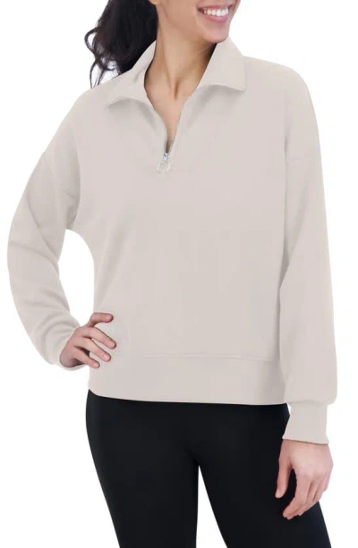 Sage Collective Scuba Half Zip Pullover Sweater In Neutral