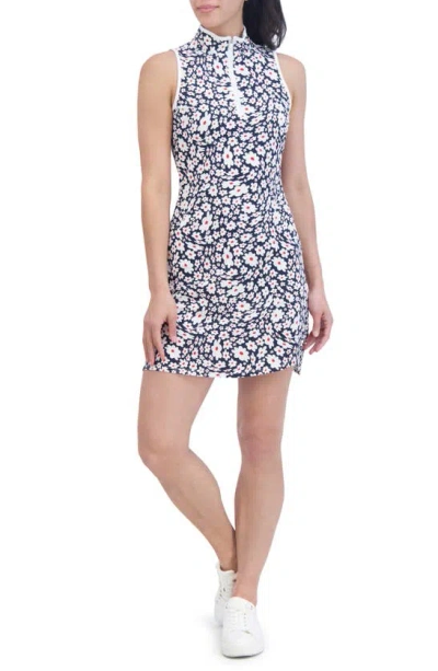 Sage Collective Sleeveless Floral Print Half Zip Polo Dress<br /> In Multi