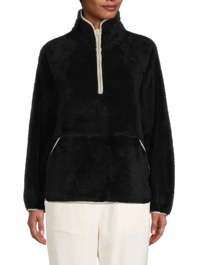 Sage Collective Women's Wander Faux Shearling Zip Pullover In Black
