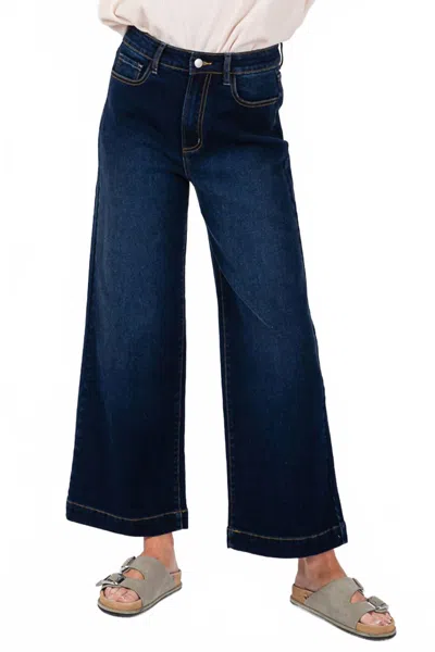 Sage+fig Wide Leg High Waisted Jeans In Denim Blue