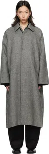 Sage Nation Black & White Takeshi Coat In Gray