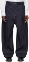 Sage Nation Blue Box Pleat Jeans In Raw Denim Ym7012 12