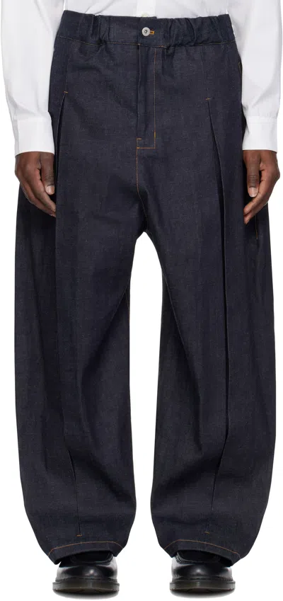 Sage Nation Blue Box Pleat Jeans In Raw Denim Ym7012 12
