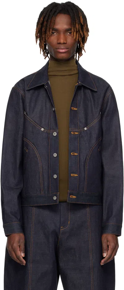 Sage Nation Blue Jiji Denim Jacket In Raw Denim