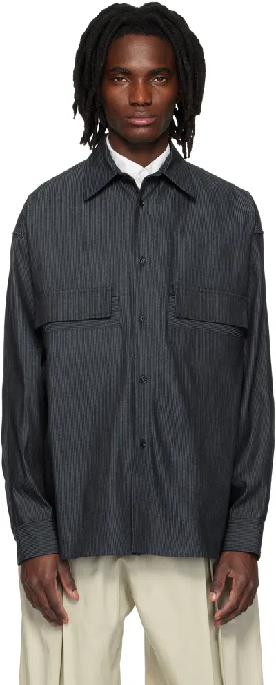 Sage Nation Blue Vincent Denim Shirt In Gray