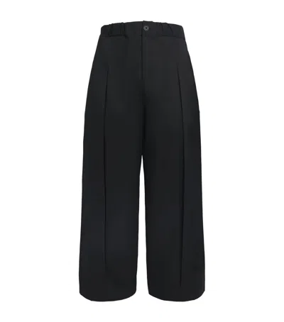 Sage Nation Box-pleat Wide-leg Trousers In Black