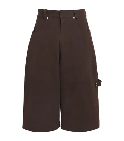 Sage Nation Cotton Canvas Painter Shorts In Brown