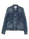 Sage Nation Curved-panel Denim Jacket In Blue