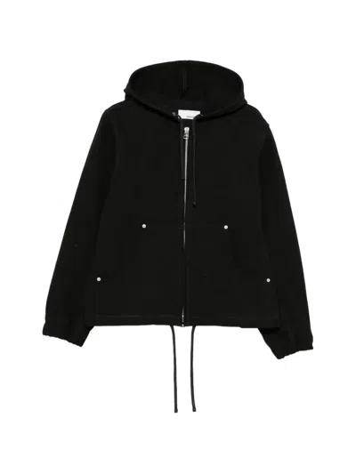 Sage Nation Drawstring-hood Zip-up Jacket In Black