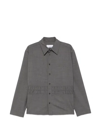 Sage Nation Fossil Ruched-detail Shirt In Grey