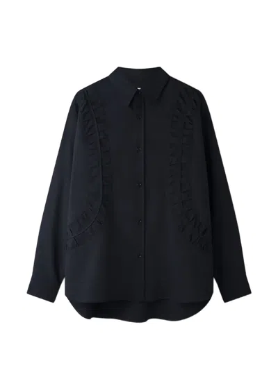 Sage Nation Fossil Ruched-panel Shirt In Black
