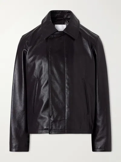 Sage Nation Glossed-leather Jacket In Black