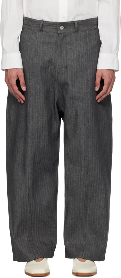 Sage Nation Gray Welt Jeans In Dark Grey Herringbo