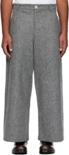 Sage Nation Gray Wool Carpenter Trousers In Gray