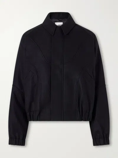 Sage Nation Jiji Paneled Melton Wool Jacket In Black
