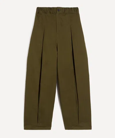 Sage Nation Mens Box Pleat Trousers In Green