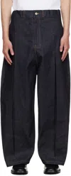 Sage Nation Navy Box Pleat Jeans In Black