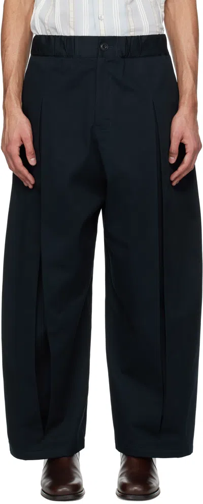 Sage Nation Navy Box Pleat Trouser In Navy Bd3876 265*
