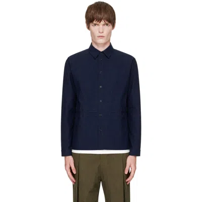 Sage Nation Navy Fossil Ls Shirt In Blue