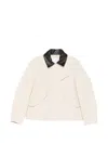 Sage Nation Painter Leather-collar Jacket In Neutral
