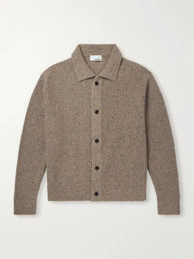 Sage Nation Wiral Ribbed-knit Wool Cardigan In Neutral