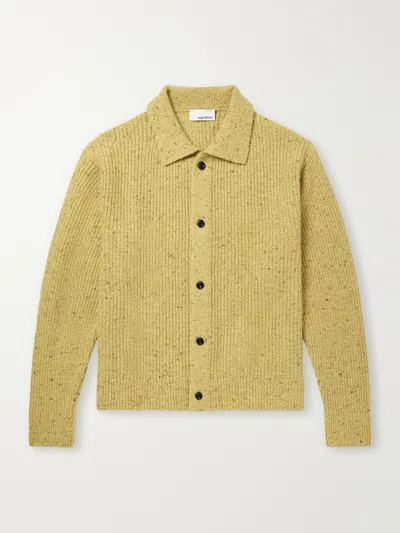Sage Nation Wiral Ribbed-knit Wool Cardigan In Yellow
