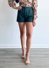 SAGE THE LABEL CHECK ME OUT VEGAN LEATHER SHORT IN EMERALD