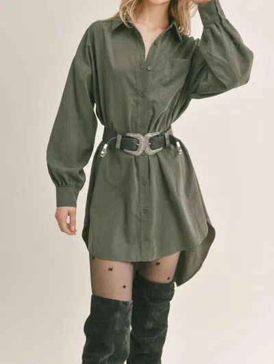 Sage The Label Dominique Oversized A Line Shirt Dress In Hunter Green