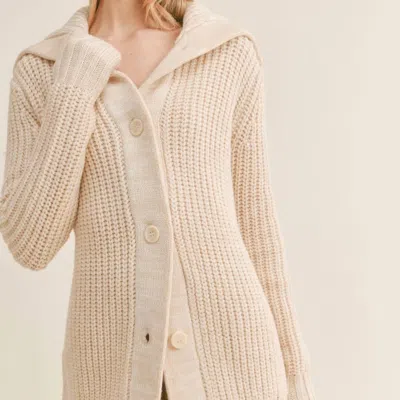 Sage The Label Elianna Wide Collar Cardi In Butter In Neutral
