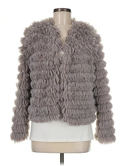 Pre-owned Sage The Label Faux Fur Jacket In Gray