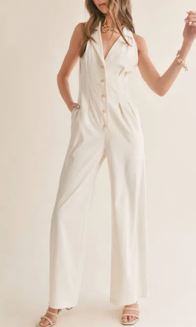 Sage The Label Follow Me Halter Jumpsuit In White