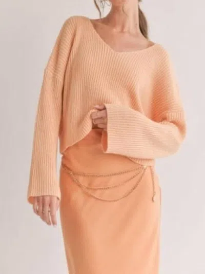 Sage The Label Julia V-neck Sweater In Apricot In Pink