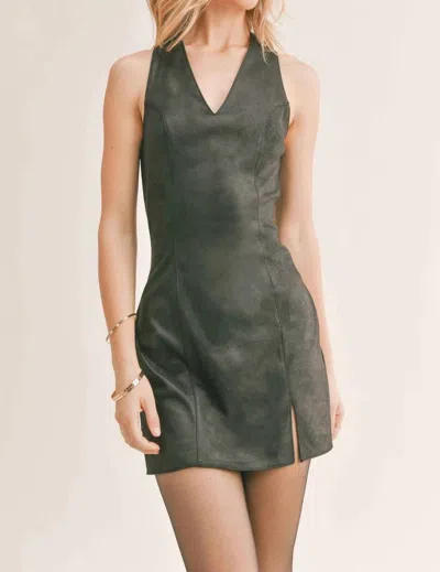 Sage The Label Late Nights Back Twisted Mini Dress In Black In Green
