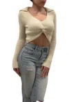 SAGE THE LABEL LEXI TWISTED SWEATER IN CREAM