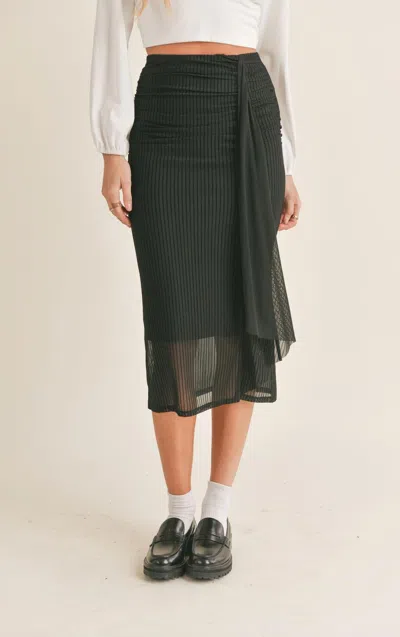 Sage The Label Ruched Midi Skirt In Black