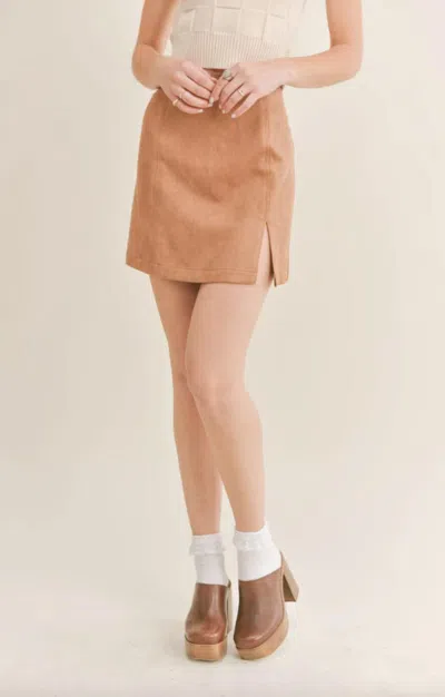 Sage The Label She's Magic Suede Mini Skirt In Camel In Brown