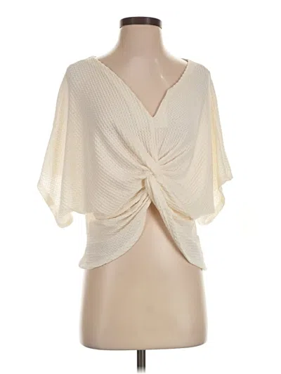 Pre-owned Sage The Label Short Sleeve Top Ivory Plunge Neckline Tops