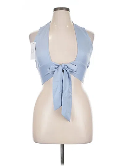 Pre-owned Sage The Label Sleeveless Top Blue One Shoulder Neckline Tops