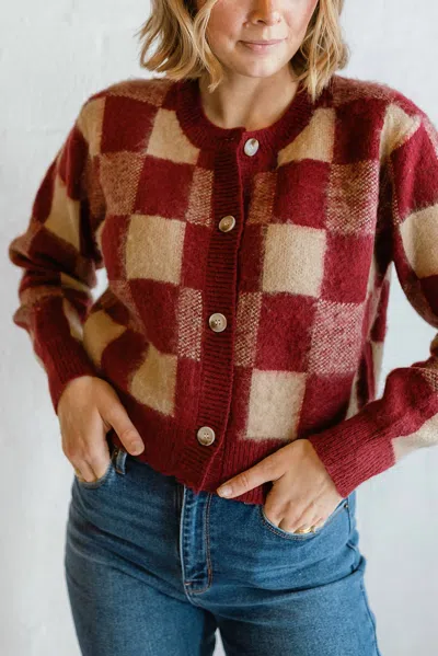 Sage The Label Work Of Art Sweater Cardi In Red In Brown