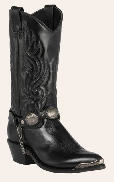 Sage Women's Black With Concho Strap J-toe Cowboy Boots In Multi