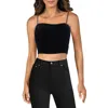 Sage Womens Shirred Velvet Cropped