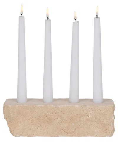 SAGEBROOK HOME SAGEBROOK HOME 10IN LIVE EDGE TRAVERTINE 4-TAPER CANDLE HOLDER