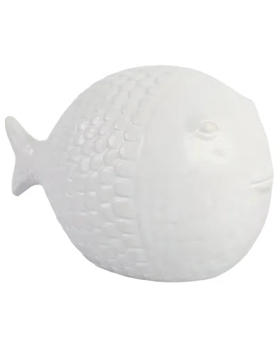 Sagebrook Home 10in Scaled Fish Figurine In White